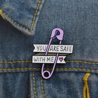 Custom Logo You Are Safe Purple Brooch Soft Enamel Metal Doctor Nurse Pin